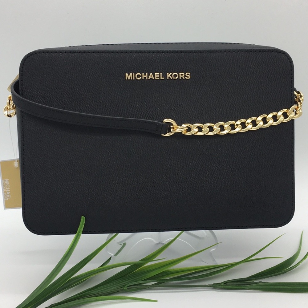 MICHAEL KORS JET SET ITEM LG EW CROSSBODY BLACK /GOLD - Picture 3 of 8
